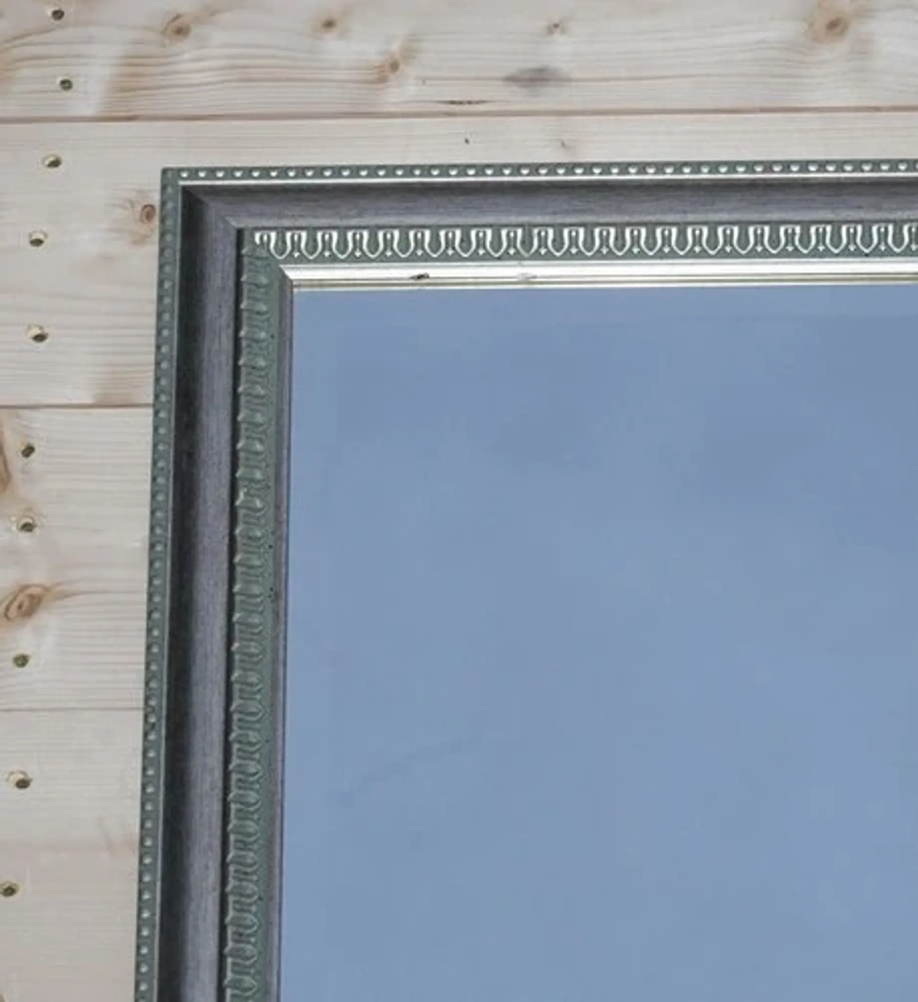 Vintage Bevelled Wall Mirror with Silver Grey Frame