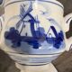 Vintage Dutch Delft Blue earthenware service for 5 cups and saucers.