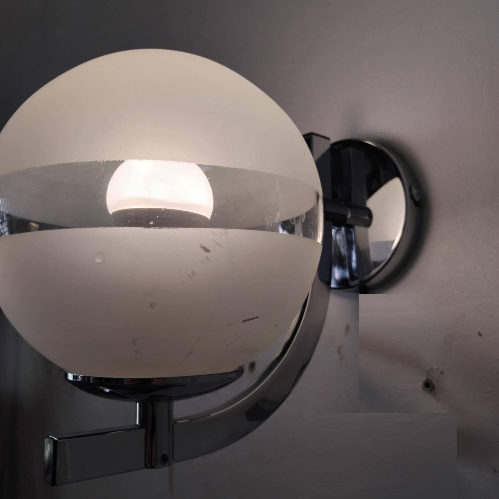 Vintage chrome and glass wall light