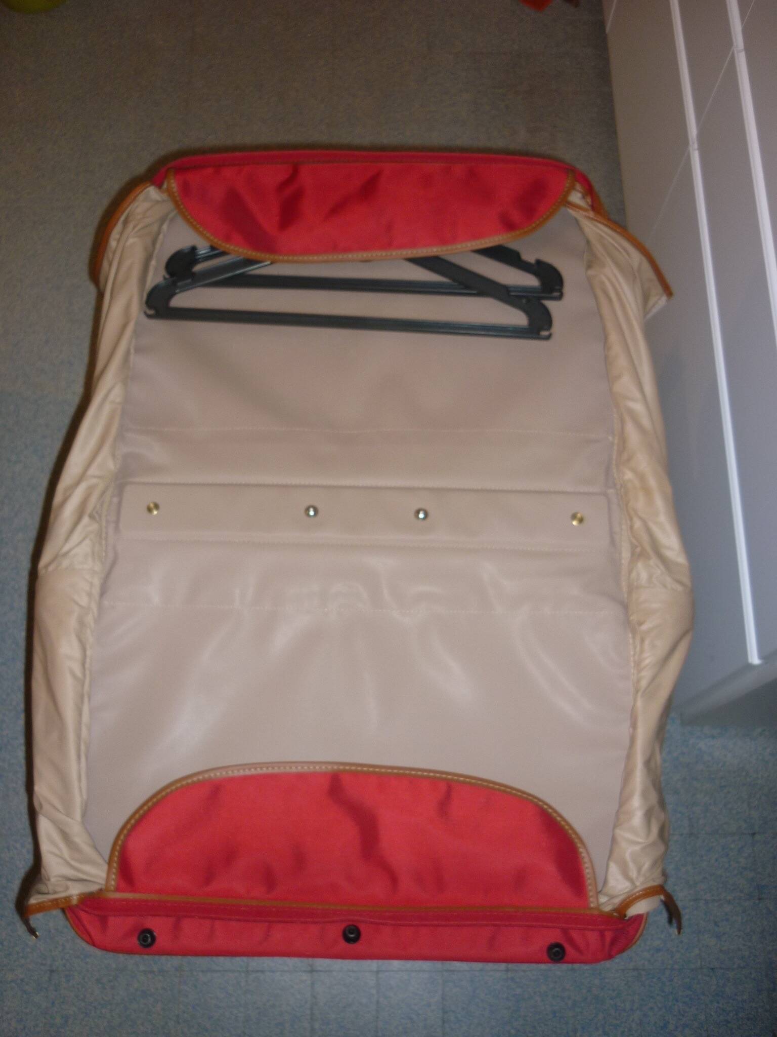 Samsonite red canvas and leather suitcase from the 80s
