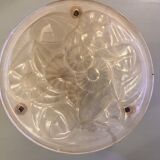 Suspension signed Degué, wet glass basin, white, signed Degué