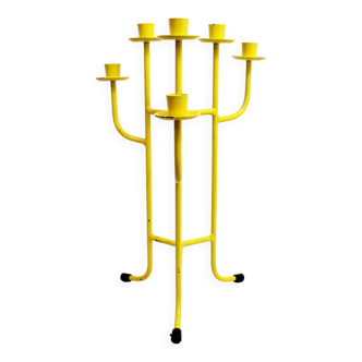 Memphis style yellow metal candle holder