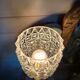 Brass floor lamp with a glass ball, cut glass globe.