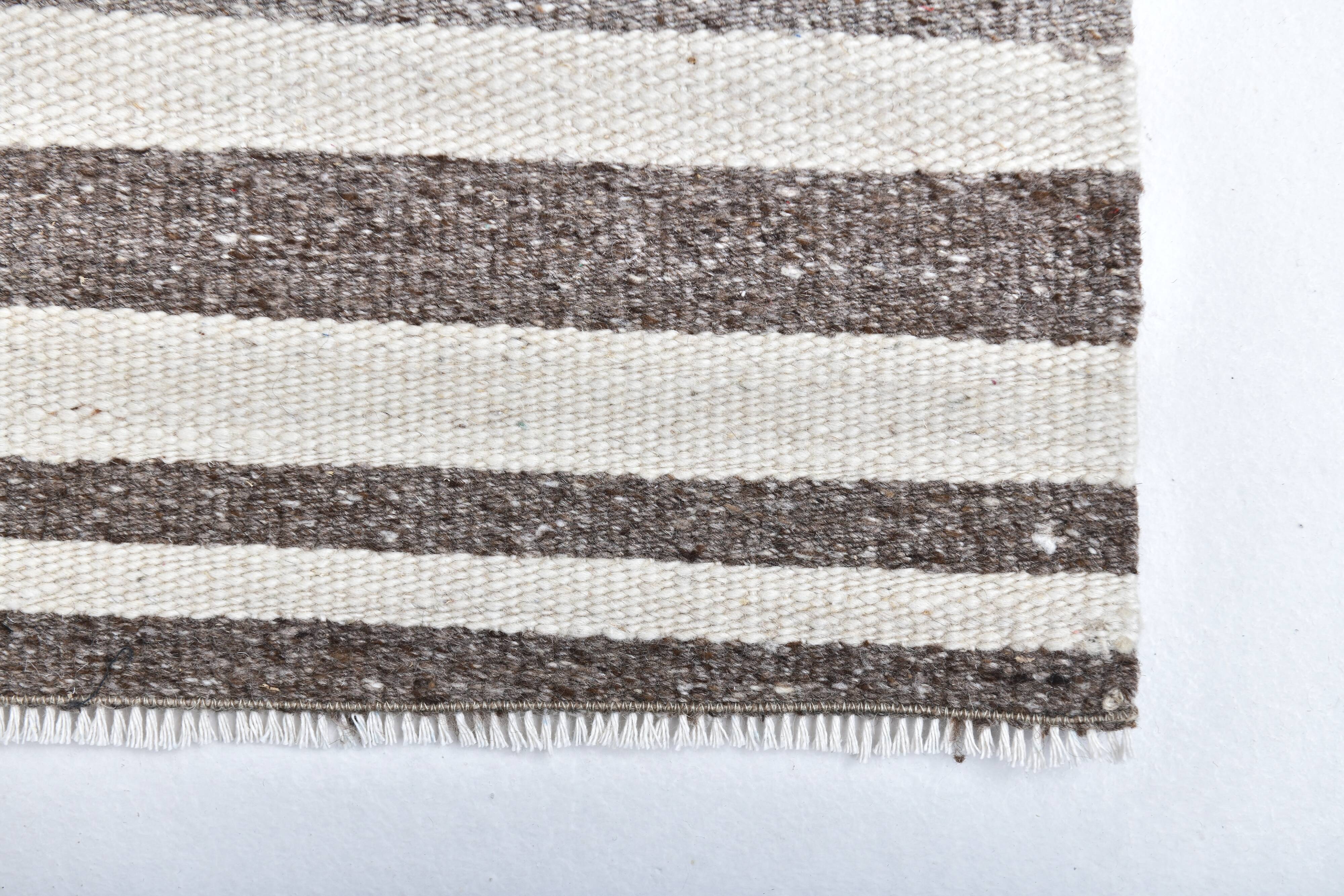 brown cream wool runner kilim , kilim for corridor  76x268 cm