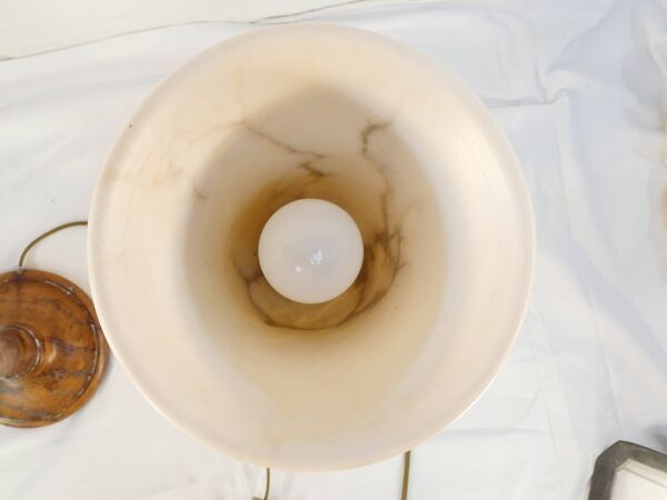 Paire de lampe vintage en pierre naturelle et albatre style PEGASAM