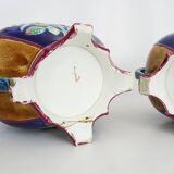 Pair of antique Art Nouveau dragon slip planters