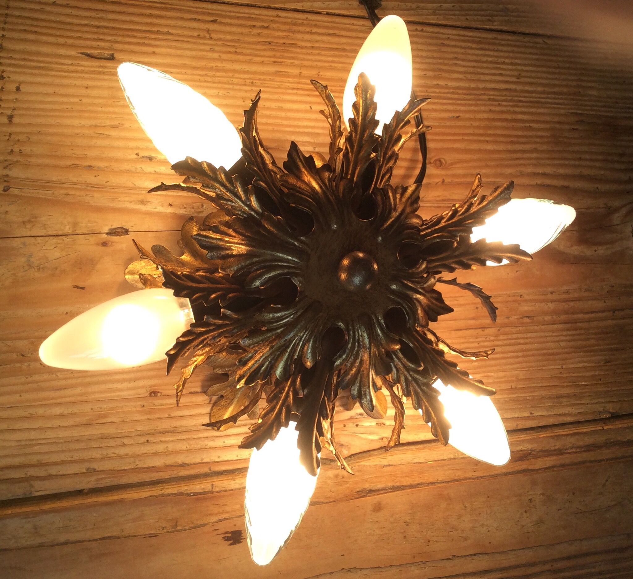 Gold metal leaf ceiling, 60s