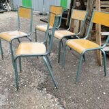 Lot five vintage school chairs