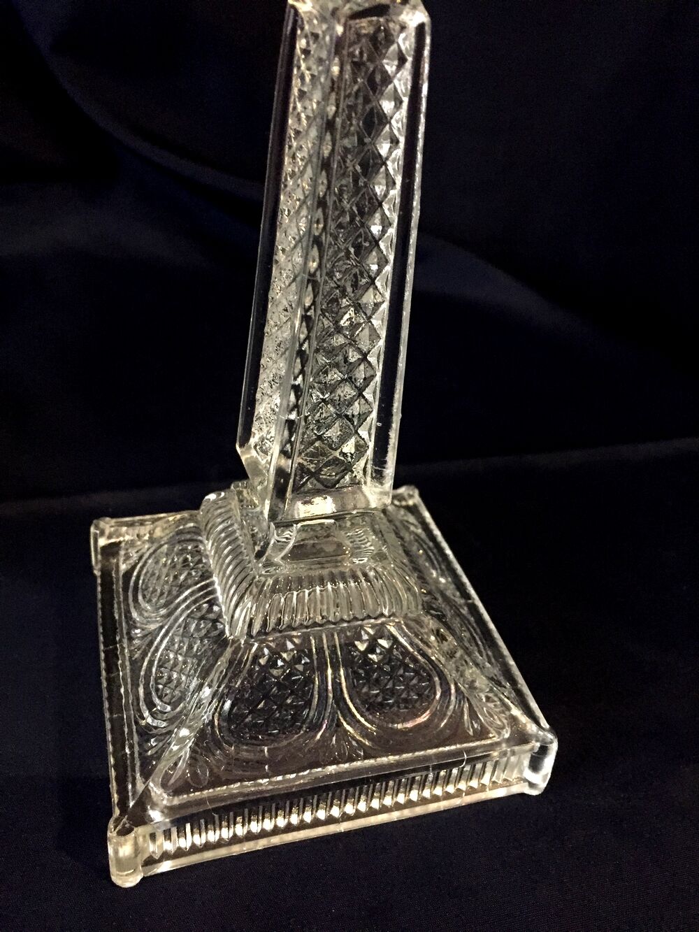 Pair of molded glass candle holders