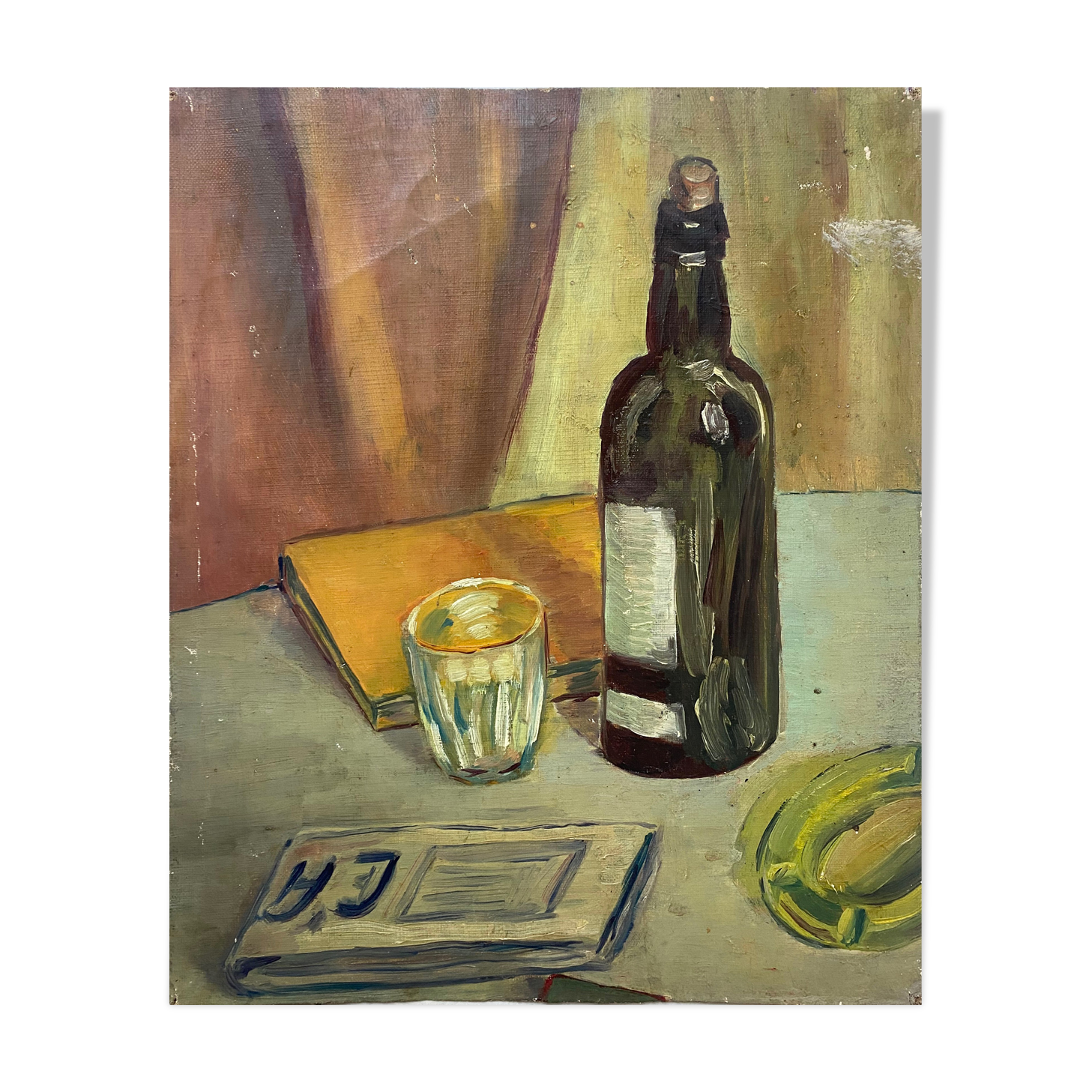 Painting "Still life with the bottle" HST signed 1938