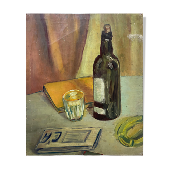 Painting "Still life with the bottle" HST signed 1938