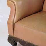 Chaise antique à haut rabat de style Chesterfield des années 1920