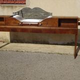 Cozy set and Art Deco bed in solid walnut