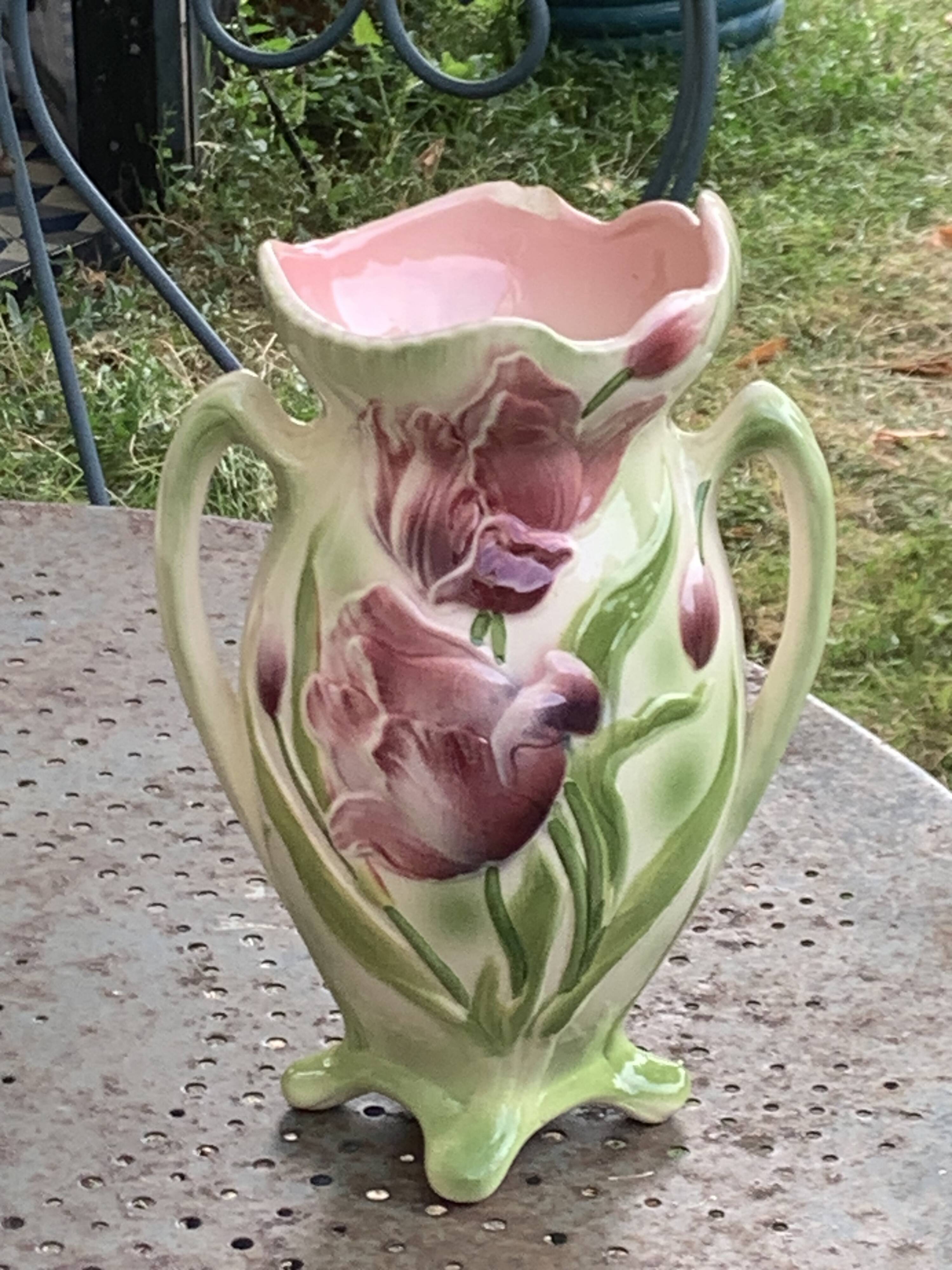 Large slip vase, glazed ceramic, Saint-Clément, France,