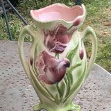 Large slip vase, glazed ceramic, Saint-Clément, France,