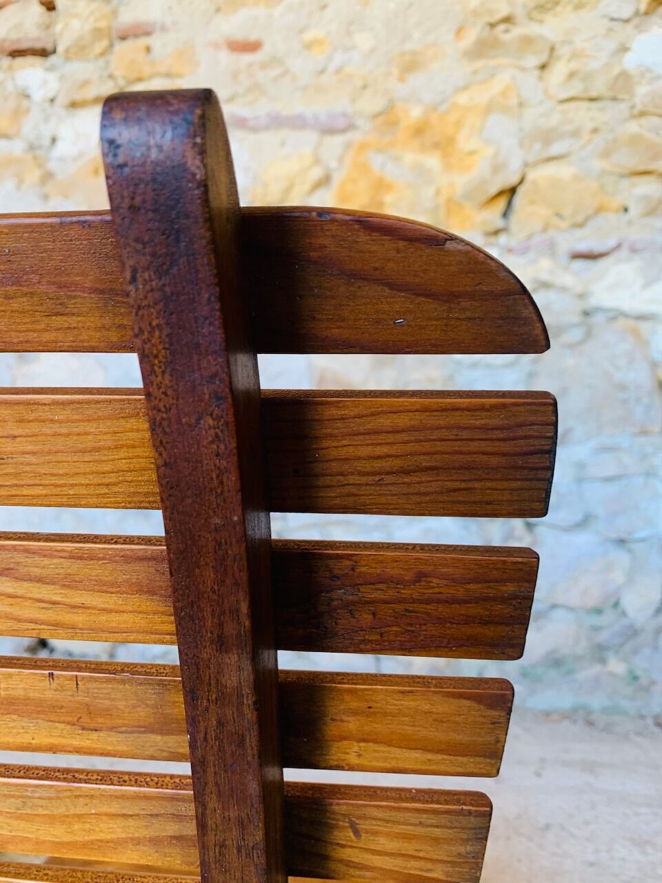 Pair of vintage folding chairs with slats, 1950-1960