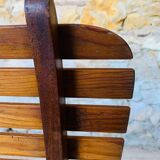Pair of vintage folding chairs with slats, 1950-1960