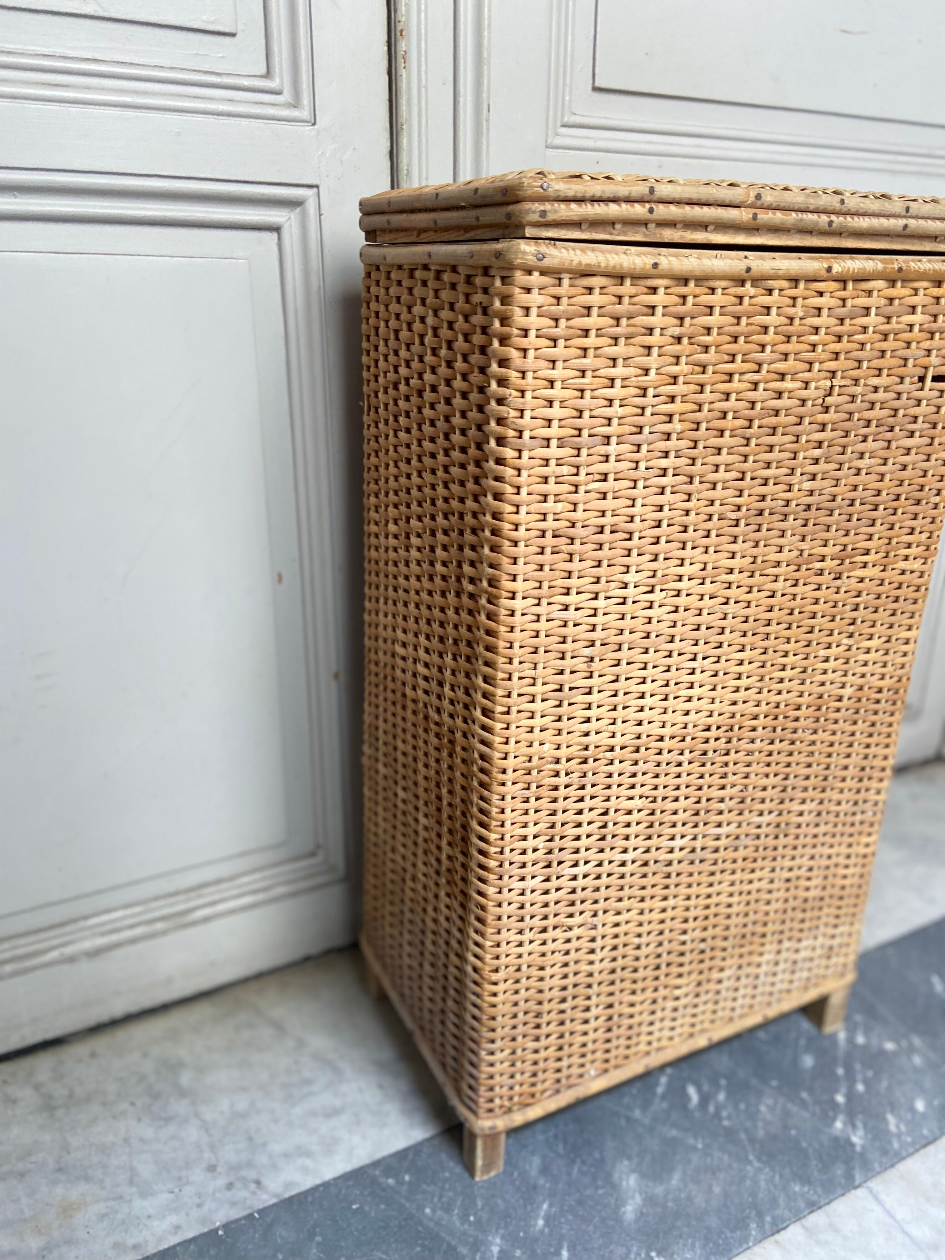 Large vintage rattan basket