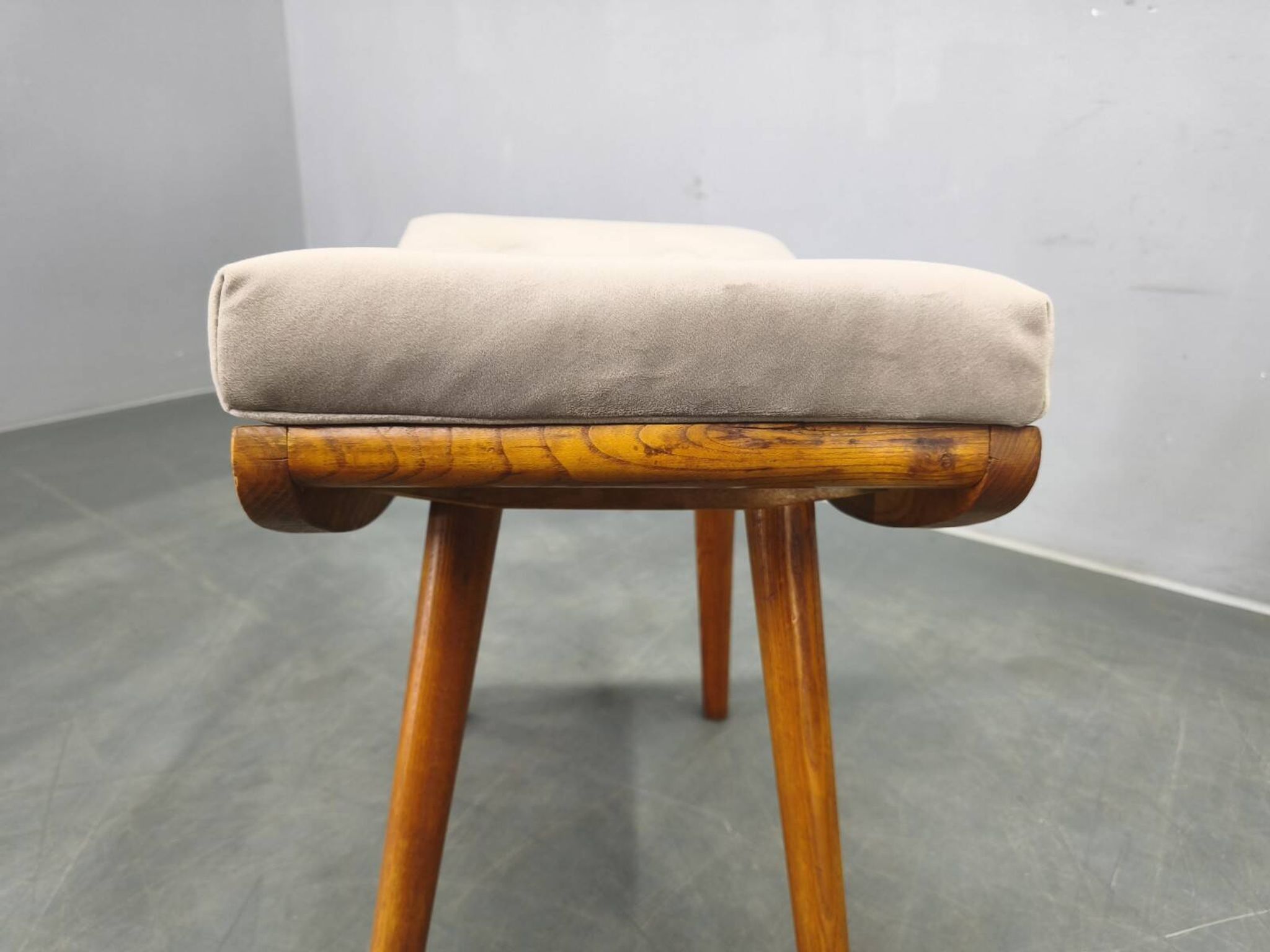 Mid Century Solid Maple Footstools with Curved Frames, 1960s