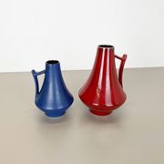 Set of two pottery fat lava vases "black-red" by Jopeko, Germany, 1970s modern