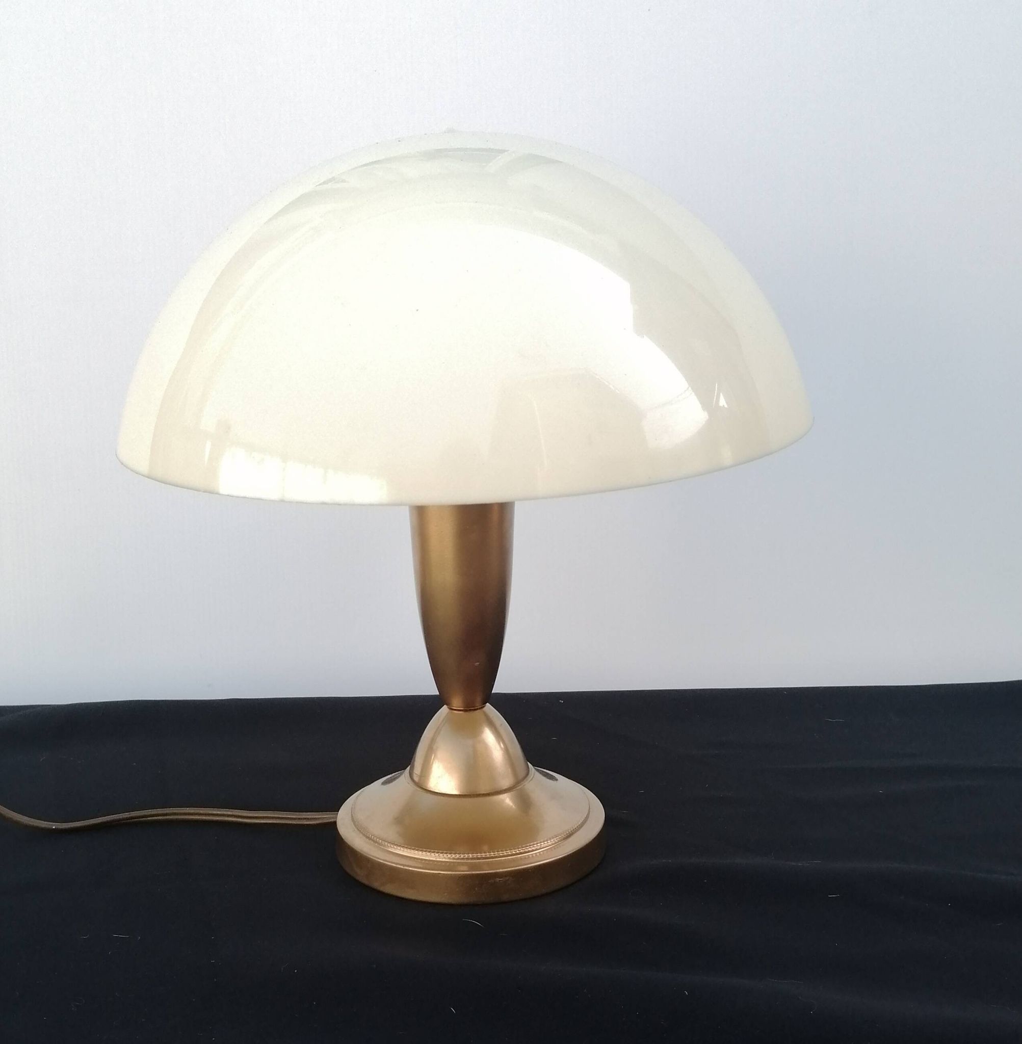 Lampe champignon dorée en métal et plastique vintage 1970
