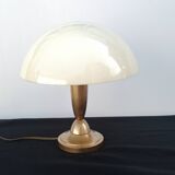 Golden mushroom lamp in metal and plastic vintage 1970