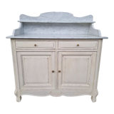 Patinated bathroom cabinet with marble 1940s