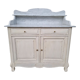 Patinated bathroom cabinet with marble 1940s
