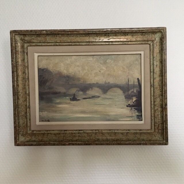 Oil painting Bridge on the river