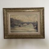 Oil painting Bridge on the river