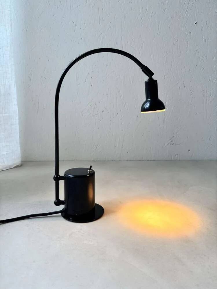 Minimalist Memphis design arc table lamp from the 80s.