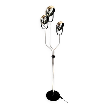 Vintage chromed floor lamp with three adjustable lights spots, Reggiani 1960s