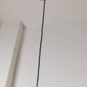 Vintage Yellow-Gold Aluminum Ceiling Lamp, 1980s Memphis-Postmodern Beehive Pendant with Striped Cable