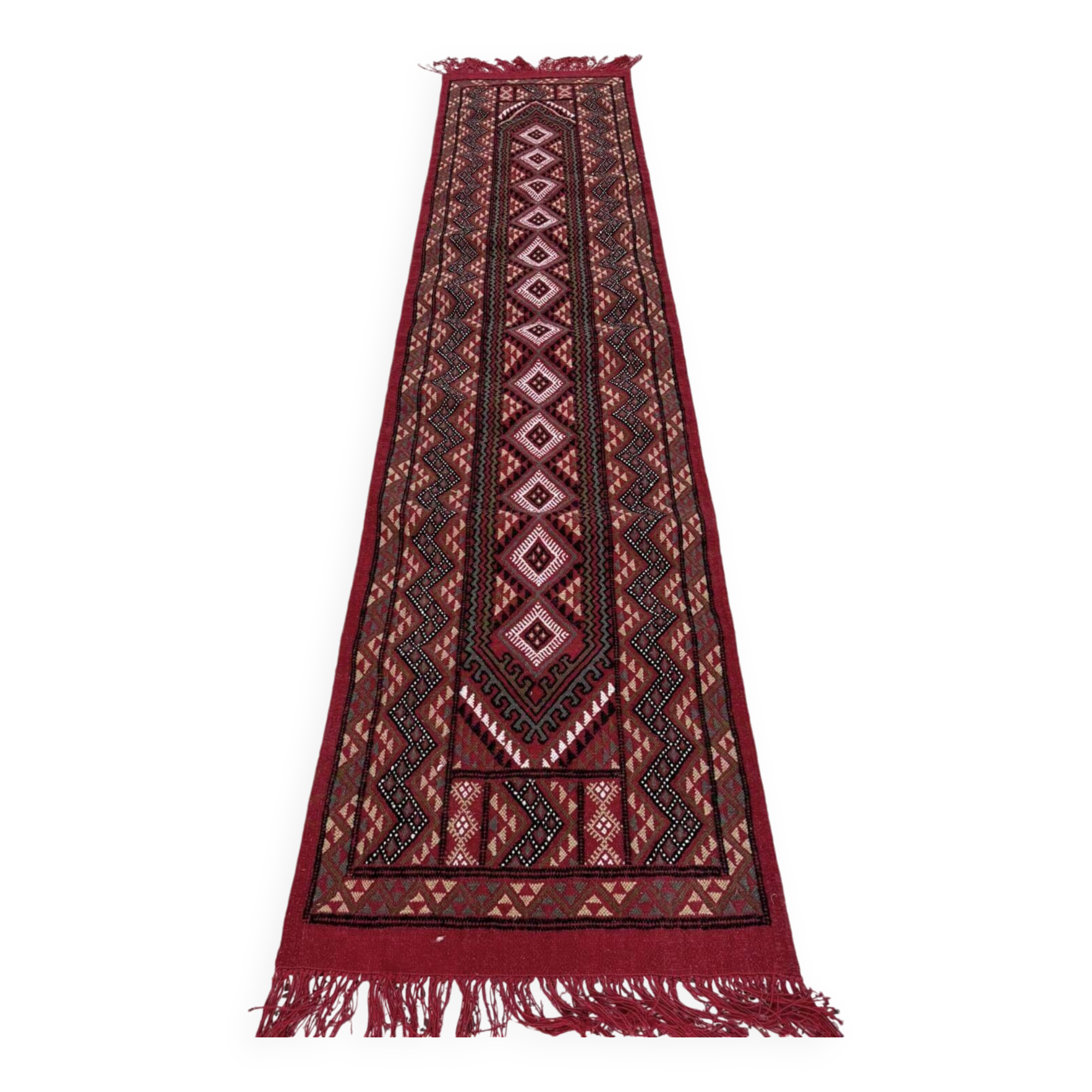 Hand-woven margoum hallway rug in natural wool