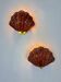 Pair of shell-shaped wicker wall sconces – rattan & brass, Italy 1970