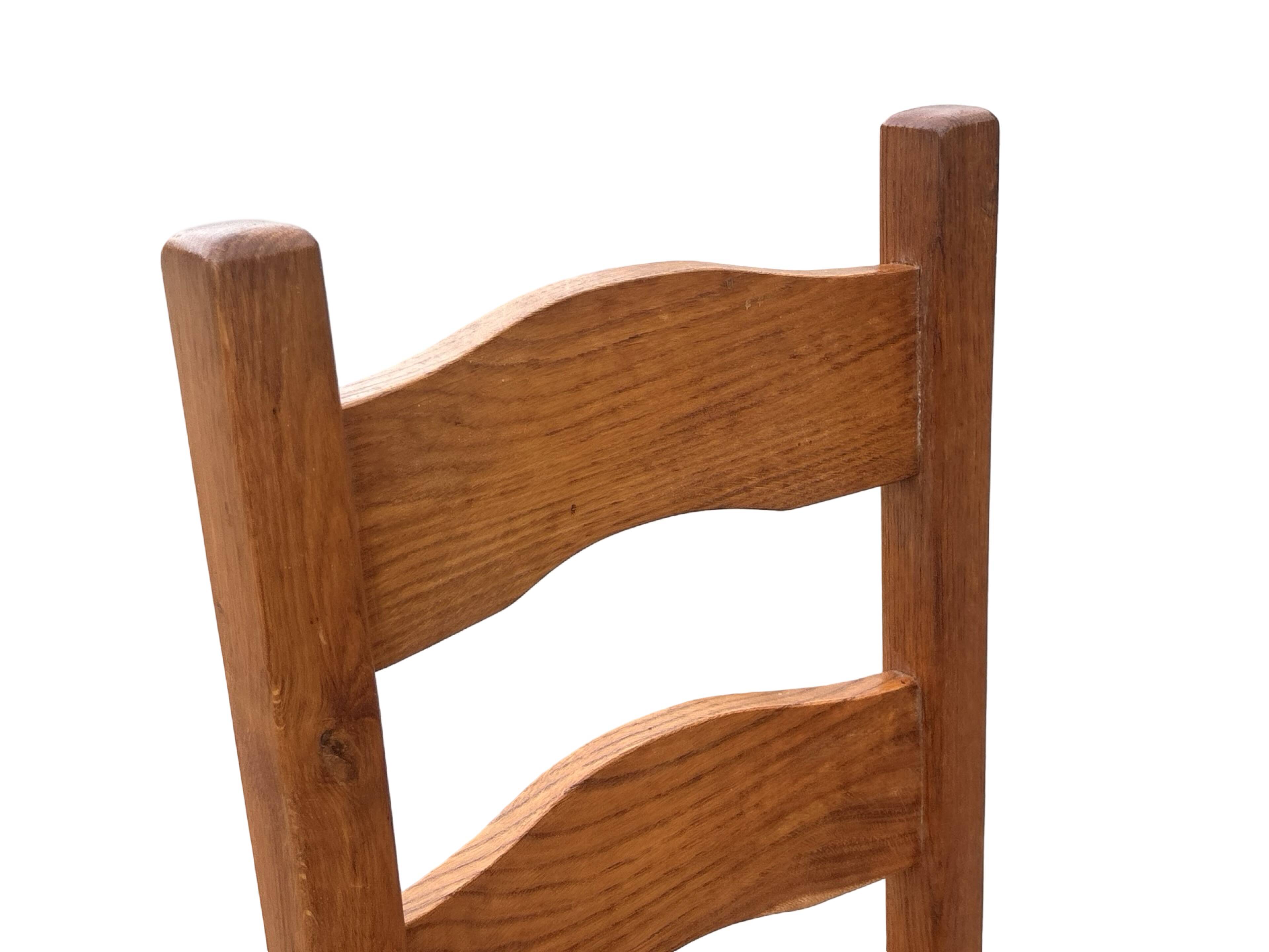 Vintage Set of 4 dining chairs oak and wicker 70's design high back
