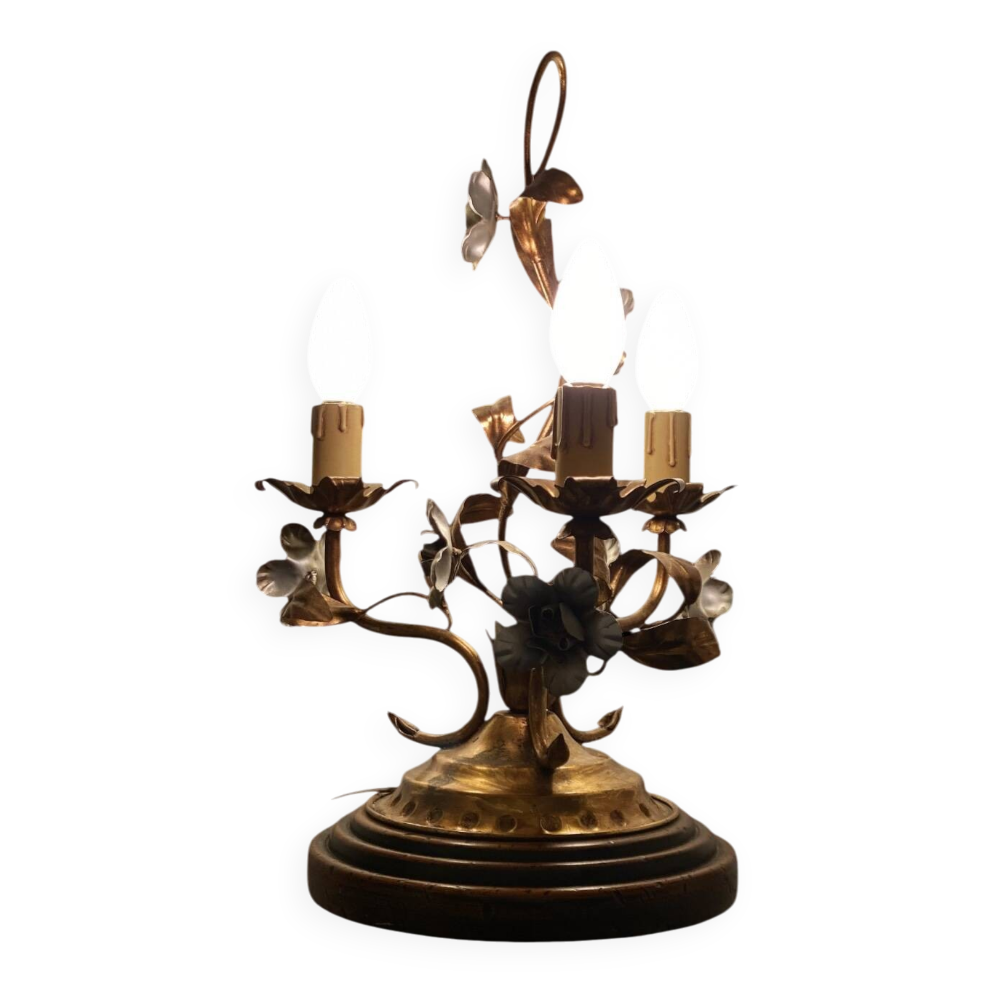 Vintage Florentine lamp Rivolta Paralumi Milano in gold and silver metal