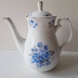 Blue floral teapot in fine bohemian porcelain signed TK Thun