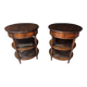 Pair of oval mahogany side tables with caned shelves – 19th century