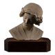 Buste en plâtre de l'ange au sourire de la cathédrale de Reims avec socle
