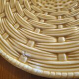 Vintage earthenware trivet from Sarreguemines Barbotine woven basket