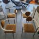 Set of 4 Belgo Chrom steel armchairs with bouclé