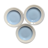 Lot de 3 assiettes rayées bleues villeroy & Boch