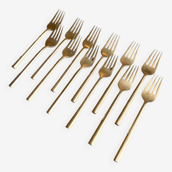 12 fourchettes en bronze doré