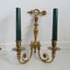 Pair of double wall lamps directoire style Lucien Gau in solid bronze gilded with bright gold