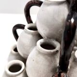 Art Deco / Etruscan Style Vintage Tulip Vase with Glazed Ceramic Amphoras