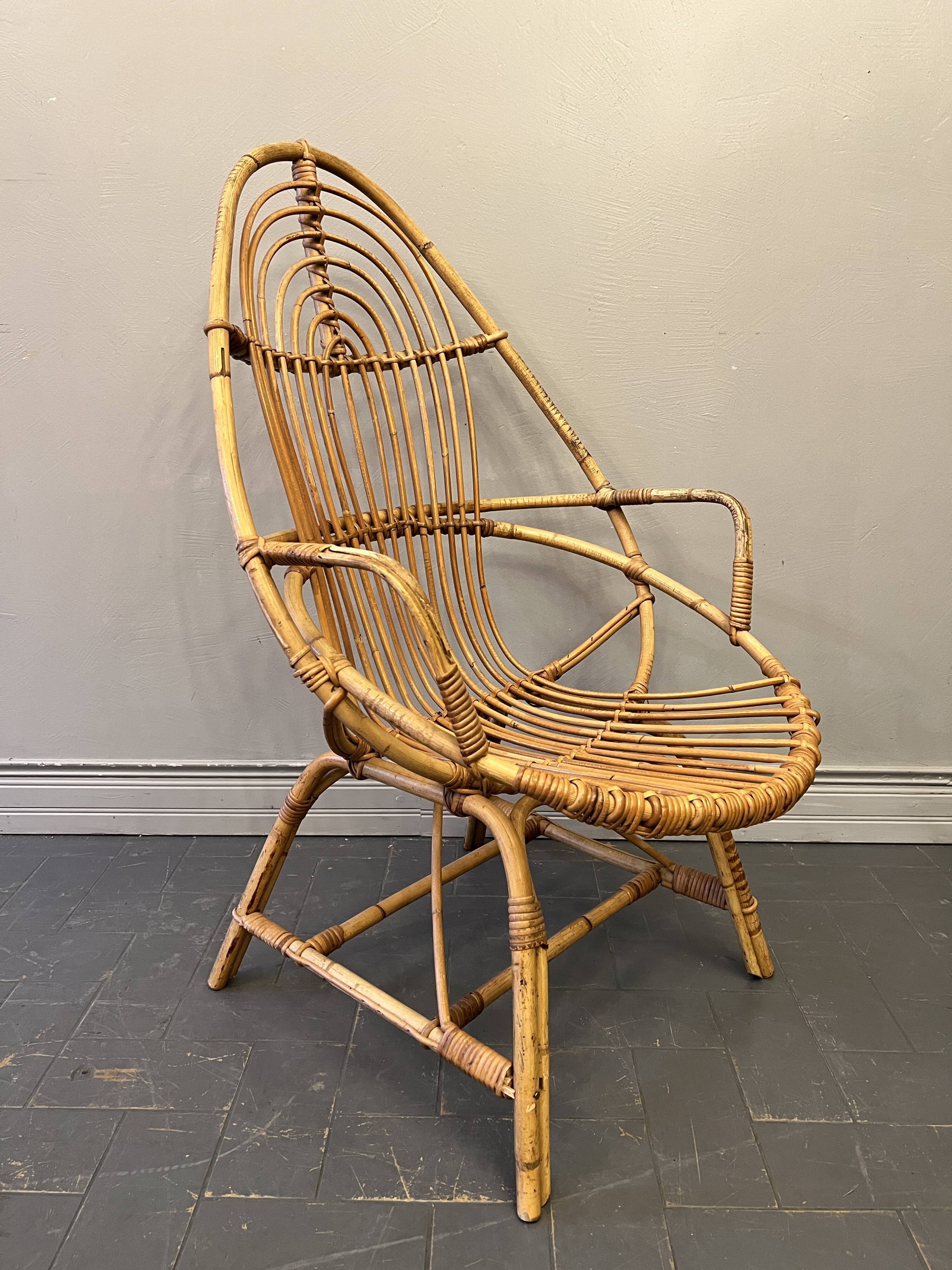 Fauteuil en rotin vintage