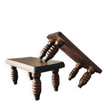 Pair of vintage solid wood footrests