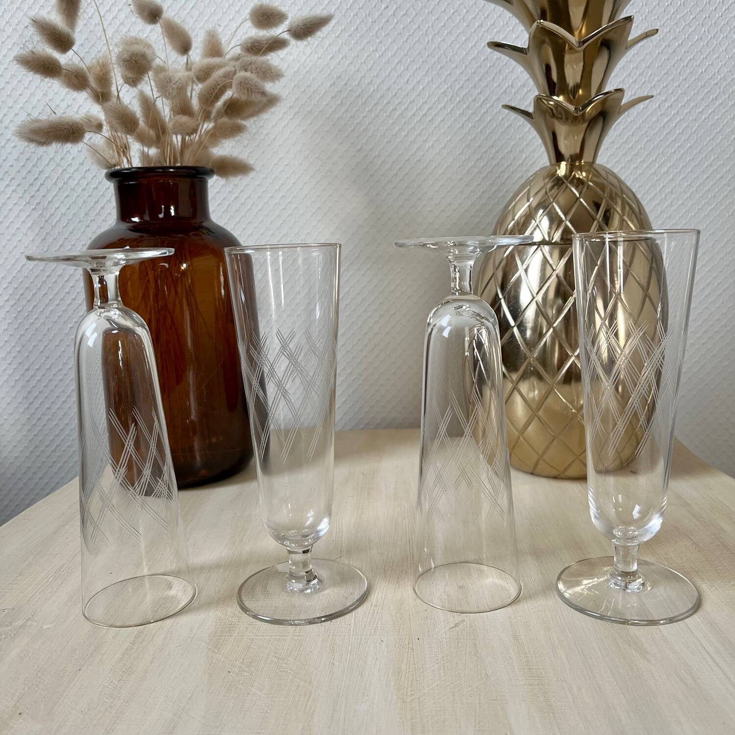 Ensemble de 4 flutes coupes de champagne vintage