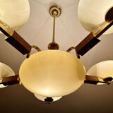 Art deco chandelier, glass, wood and glass, 30s